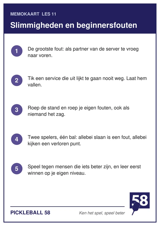 Memokaart van les 11